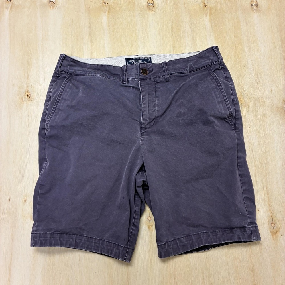 Abercrombie & Fitch Chino Shorts Mens 30 Gray Stretch 9 Inseam Casual Summer